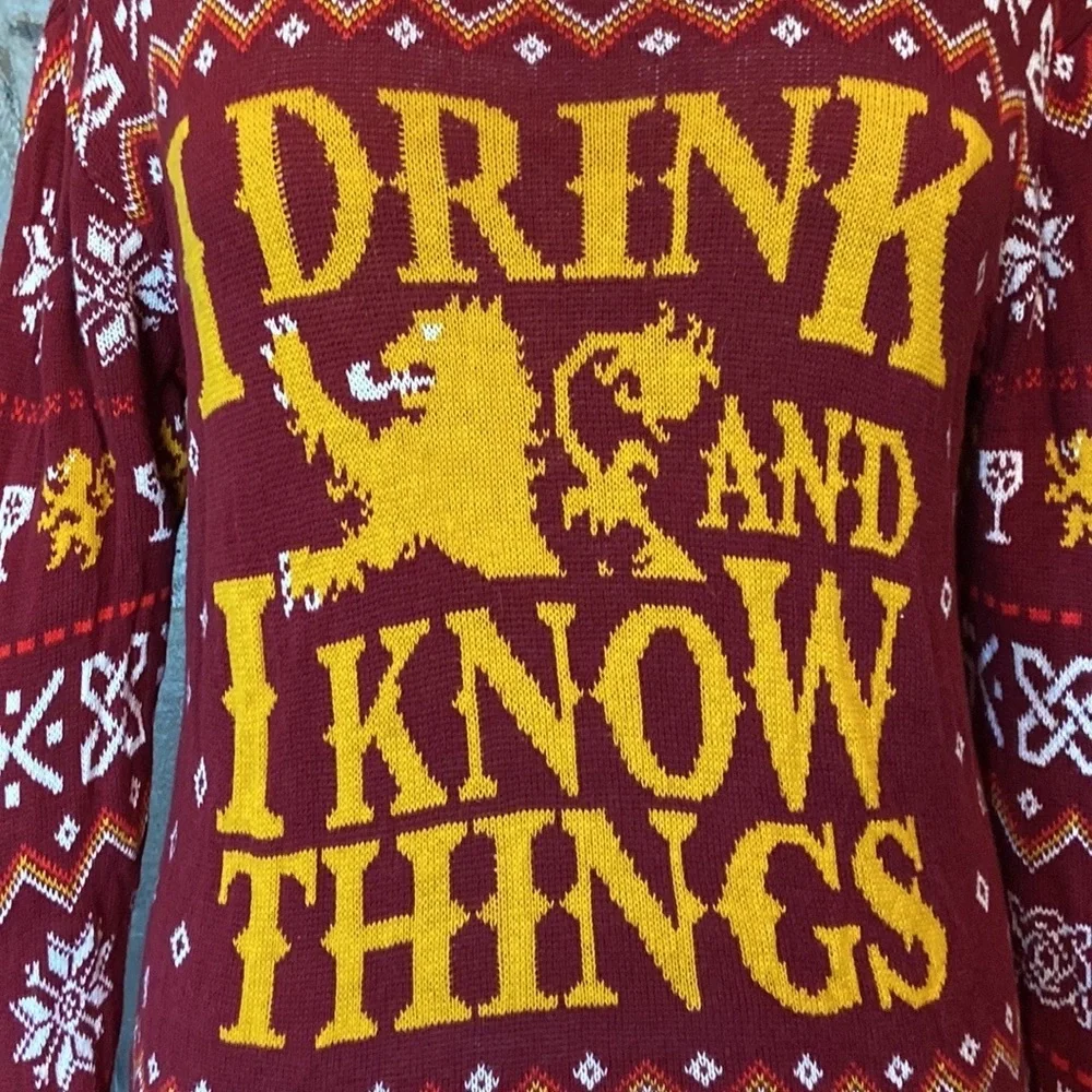 Men’s Game Of Thrones ugly Christmas sweater large I Drink And I Know Things